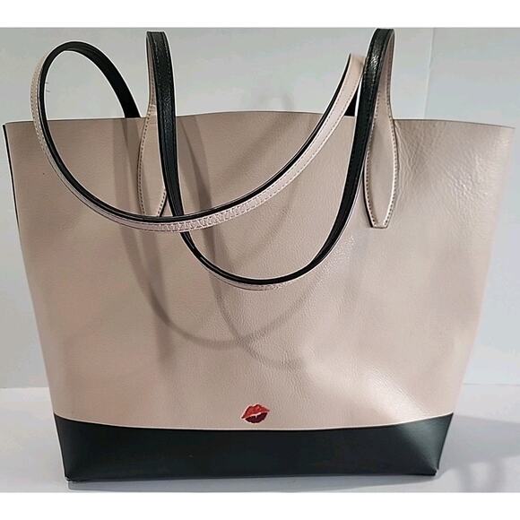 Kate Spade Disney Minnie Mouse Pink Leather Reversible Large Tote Lip Stick Kiss - Picture 3 of 16